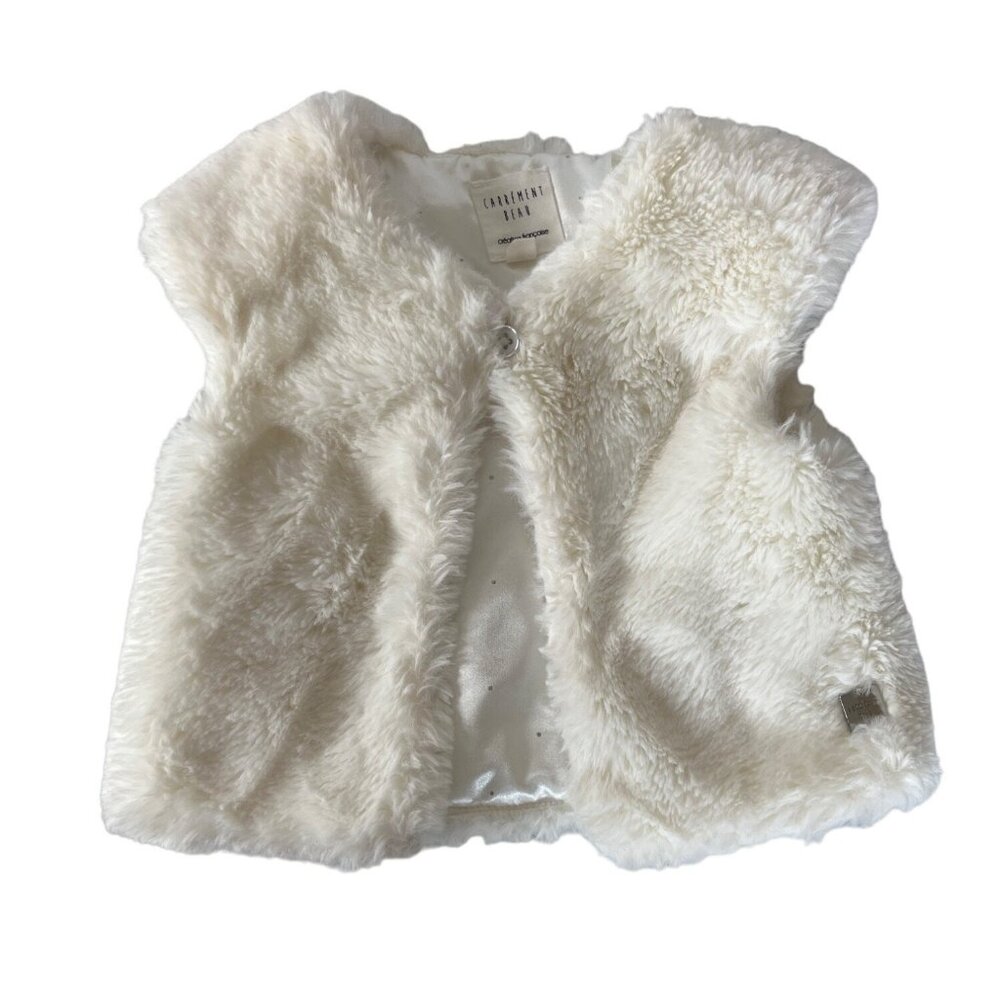 Carrement Beau Fuzzy Shawl Overcoat Baby 6 Months White Vest